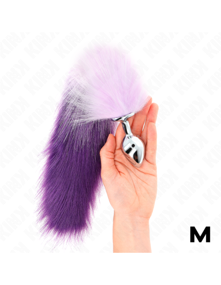 KINK PLUG ANAL TALLA M 8 X 35 CM CON COLA SINTATICA 40 CM VIOLETA