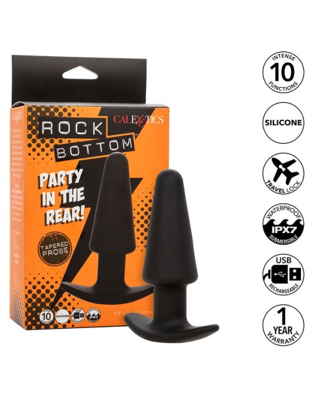 CALEXOTICS ROCK BOTTOM PLUG ANAL CANICO 10 VIBRACIONES SILICONA NEGRO