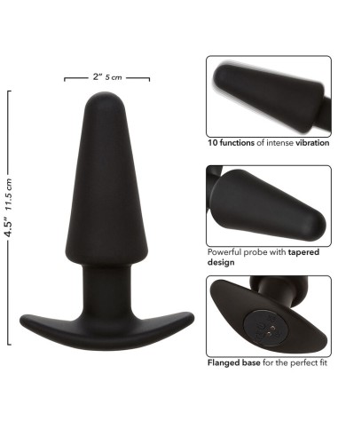 CALEXOTICS ROCK BOTTOM PLUG ANAL CANICO 10 VIBRACIONES SILICONA NEGRO