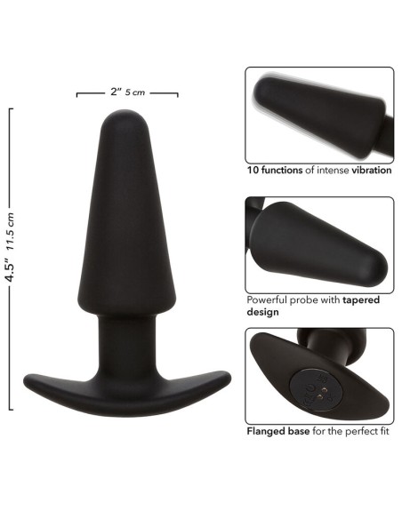 CALEXOTICS ROCK BOTTOM PLUG ANAL CANICO 10 VIBRACIONES SILICONA NEGRO