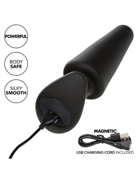 CALEXOTICS ROCK BOTTOM PLUG ANAL CANICO 10 VIBRACIONES SILICONA NEGRO