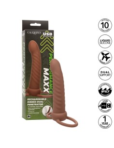 CALEXOTICS MAXX DOBLE PENETRADOR ACANALADO 10 VIBRACIONES MULATO 2