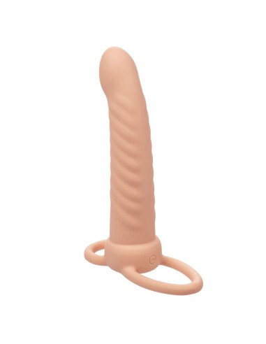 CALEXOTICS MAXX DOBLE PENETRADOR ACANALADO 10 VIBRACIONES NATURAL