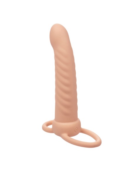 CALEXOTICS MAXX DOBLE PENETRADOR ACANALADO 10 VIBRACIONES NATURAL