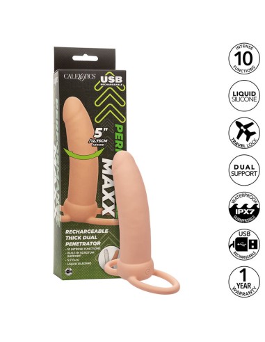 CALEXOTICS MAXX DOBLE PENETRADOR GRUESO 10 VIBRACIONES NATURAL