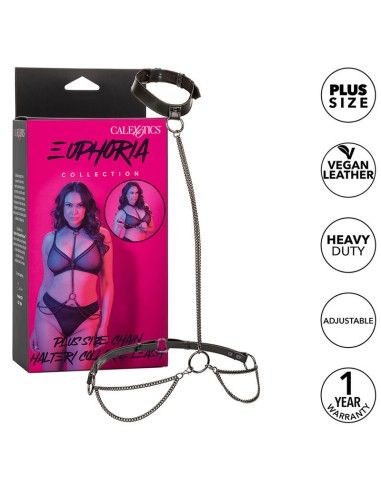 CALEXOTICS EUPHORIA COLLAR HALTER Y CORREA CON CADENA TALLA PLUS