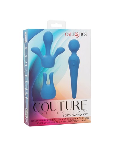 CALEXOTICS COUTURE KIT VIBRADOR WAND 10 VIBRACIONES AZUL