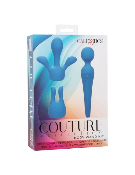 CALEXOTICS COUTURE KIT VIBRADOR WAND 10 VIBRACIONES AZUL