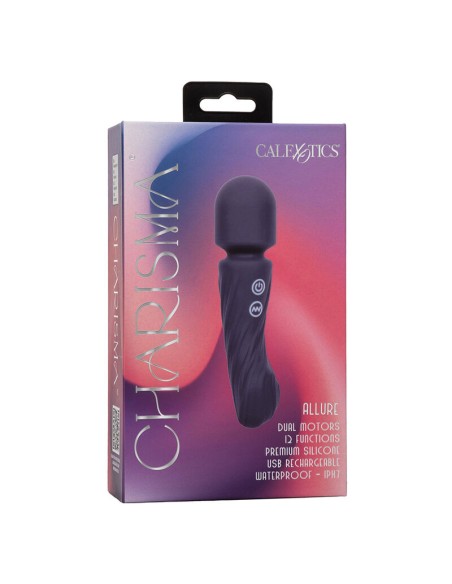 CALEXOTICS CHARISMA ALLURE MASAJEADOR DOBLE MOTOR 12 FUNCIONES 1725 CM X 45 CM MORADO