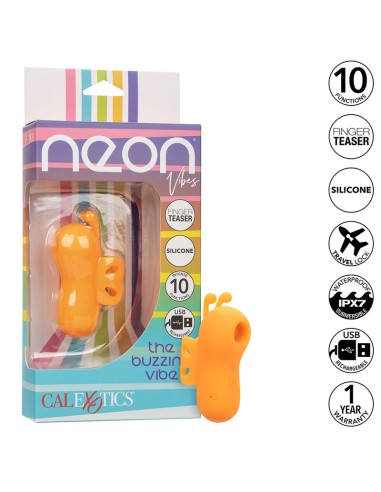 CALEXOTICS NEON VIBES THE BUZZING VIBE ESTIMULADOR DE DEDO 10 VIBRACIONES NARANJA