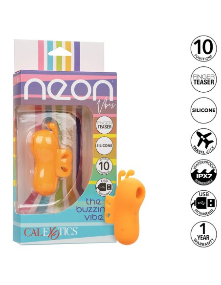 CALEXOTICS NEON VIBES THE BUZZING VIBE ESTIMULADOR DE DEDO 10 VIBRACIONES NARANJA