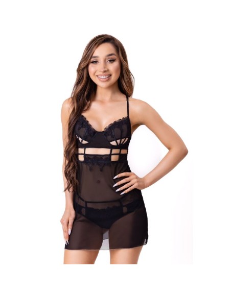 LIVCO CORSETTI FASHION MAIA 20247 BABYDOLL TANGA NEGRO S M