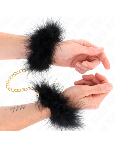 KINK ESPOSAS DE PLUMAS NEGRO CON CADENA DORADA MODELO 2