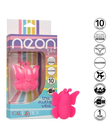 CALEXOTICS NEON VIBES THE FLUTTER VIBE ESTIMULADOR 10 VIBRACIONES ROSA