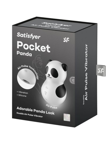 SATISFYER POCKET PANDA ESTIMULADOR VIBRADOR BLANCO Y NEGRO