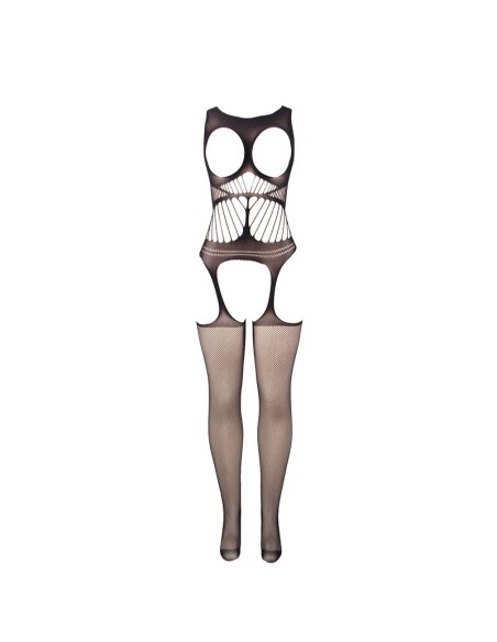 SUBBLIME 951900 BODYSTOCKING CROTCHLESS DE REJILLA CON COPA Y HOMBROS ABIERTOS NEGRO TALLA ANICA