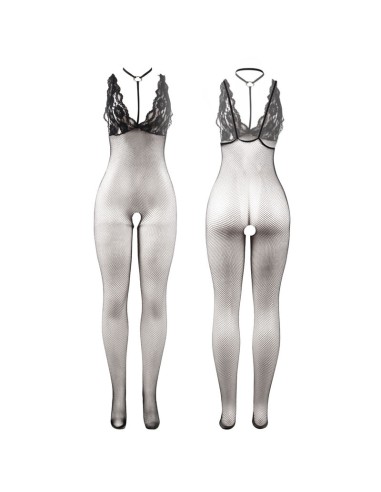 SUBBLIME 951993 BODYSTOCKING CROTCHLESS DE REJILLA TRANSPARENTE NEGRO TALLA ANICA