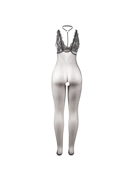 SUBBLIME 951993 BODYSTOCKING CROTCHLESS DE REJILLA TRANSPARENTE NEGRO TALLA ANICA