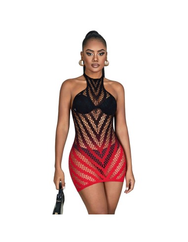 SUBBLIME 952242 BODYSTOCKING DE REJILLA ELSTICO DEGRADADO ROJO Y NEGRO TALLA ANICA