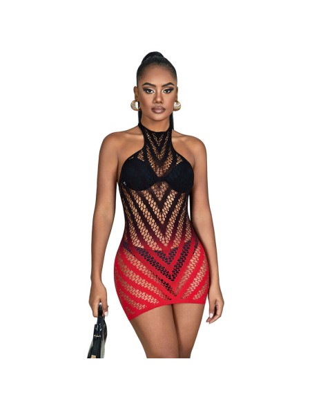SUBBLIME 952242 BODYSTOCKING DE REJILLA ELSTICO DEGRADADO ROJO Y NEGRO TALLA ANICA