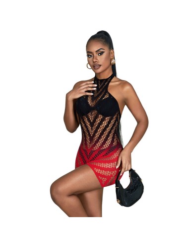 SUBBLIME 952242 BODYSTOCKING DE REJILLA ELSTICO DEGRADADO ROJO Y NEGRO TALLA ANICA