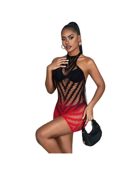 SUBBLIME 952242 BODYSTOCKING DE REJILLA ELSTICO DEGRADADO ROJO Y NEGRO TALLA ANICA