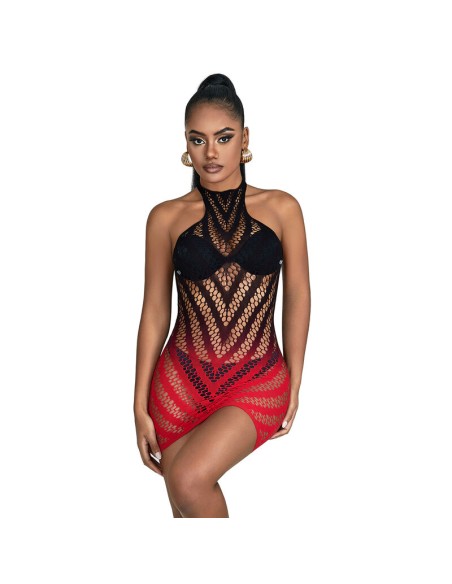SUBBLIME 952242 BODYSTOCKING DE REJILLA ELSTICO DEGRADADO ROJO Y NEGRO TALLA ANICA