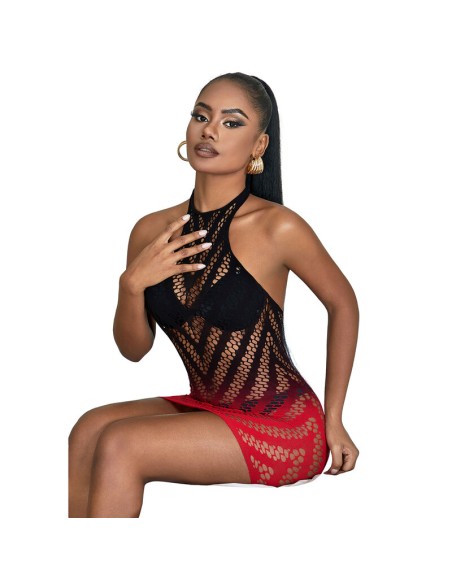 SUBBLIME 952242 BODYSTOCKING DE REJILLA ELSTICO DEGRADADO ROJO Y NEGRO TALLA ANICA