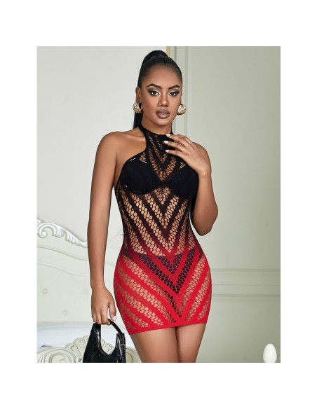SUBBLIME 952242 BODYSTOCKING DE REJILLA ELSTICO DEGRADADO ROJO Y NEGRO TALLA ANICA