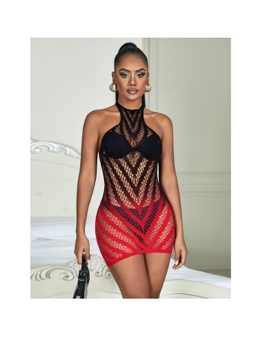 SUBBLIME 952242 BODYSTOCKING DE REJILLA ELSTICO DEGRADADO ROJO Y NEGRO TALLA ANICA