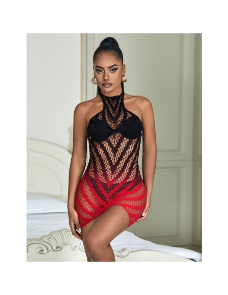 SUBBLIME 952242 BODYSTOCKING DE REJILLA ELSTICO DEGRADADO ROJO Y NEGRO TALLA ANICA
