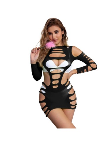 SUBBLIME 952266 BODYSTOCKING DE REJILLA ELSTICO MANGA LARGA NEGRO TALLA ANICA