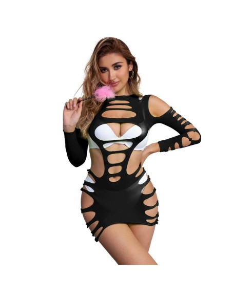 SUBBLIME 952266 BODYSTOCKING DE REJILLA ELSTICO MANGA LARGA NEGRO TALLA ANICA