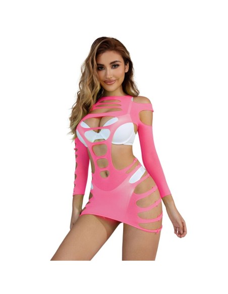 SUBBLIME 952273 BODYSTOCKING DE REJILLA ELSTICO MANGA LARGA ROSA TALLA ANICA