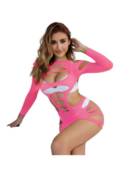 SUBBLIME 952273 BODYSTOCKING DE REJILLA ELSTICO MANGA LARGA ROSA TALLA ANICA