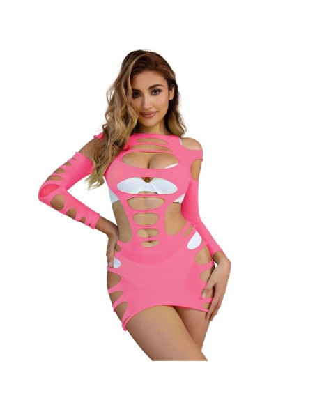 SUBBLIME 952273 BODYSTOCKING DE REJILLA ELSTICO MANGA LARGA ROSA TALLA ANICA