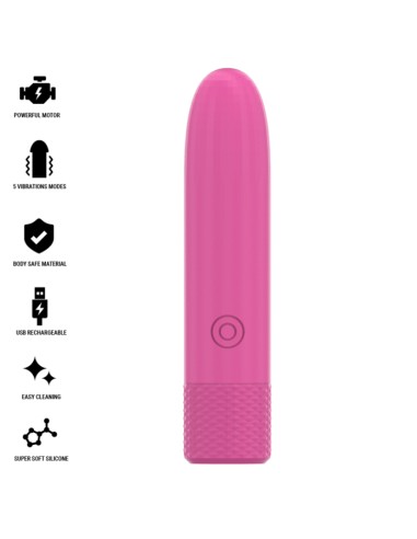 INTENSE SYMONE BALA VIBRADORA RECARGABLE POR USB 8 VIBRACIONES ROSA 10 X 22 CM