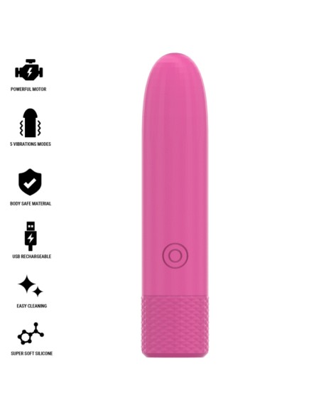 INTENSE SYMONE BALA VIBRADORA RECARGABLE POR USB 8 VIBRACIONES ROSA 10 X 22 CM