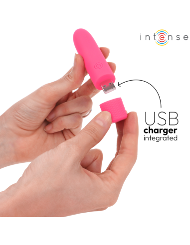 INTENSE SYMONE BALA VIBRADORA RECARGABLE POR USB 8 VIBRACIONES ROSA 10 X 22 CM