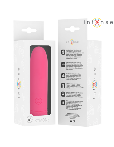 INTENSE SYMONE BALA VIBRADORA RECARGABLE POR USB 8 VIBRACIONES ROSA 10 X 22 CM