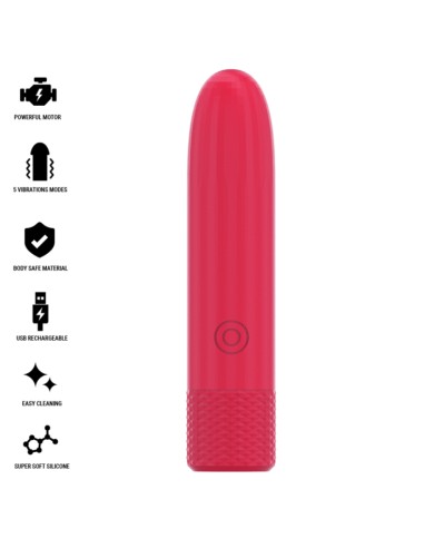 INTENSE SYMONE BALA VIBRADORA RECARGABLE POR USB 8 VIBRACIONES ROJO 10 X 22 CM