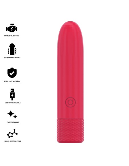INTENSE SYMONE BALA VIBRADORA RECARGABLE POR USB 8 VIBRACIONES ROJO 10 X 22 CM