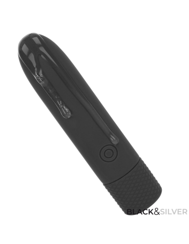 BLACK SILVER GERI BALA VIBRADORA RECARGABLE POR USB 8 VIBRACIONES NEGRO 10 X 22 CM
