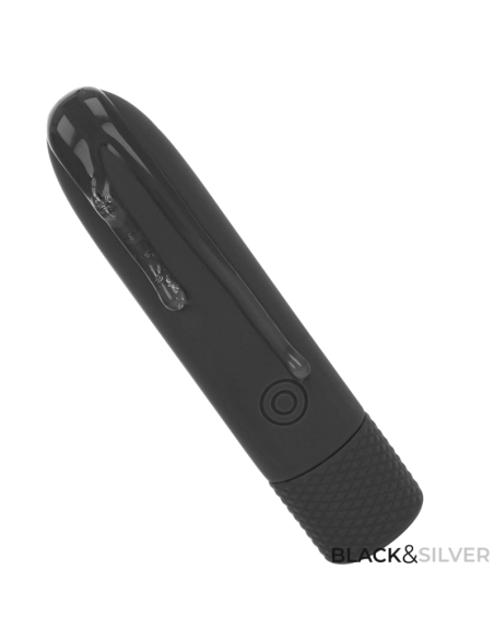 BLACK SILVER GERI BALA VIBRADORA RECARGABLE POR USB 8 VIBRACIONES NEGRO 10 X 22 CM
