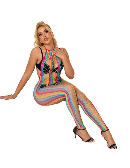 SUBBLIME 952358 BODYSTOCKING DE REJILLA CUELLO HALTER ARCOIRIS TALLA ANICA