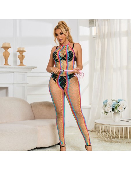 SUBBLIME 952358 BODYSTOCKING DE REJILLA CUELLO HALTER ARCOIRIS TALLA ANICA