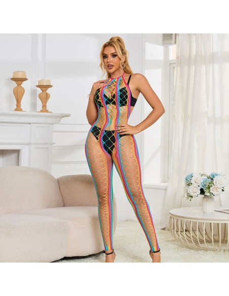 SUBBLIME 952358 BODYSTOCKING DE REJILLA CUELLO HALTER ARCOIRIS TALLA ANICA