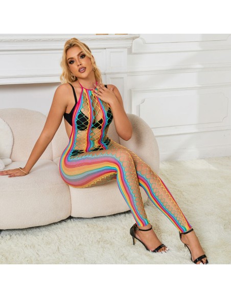 SUBBLIME 952358 BODYSTOCKING DE REJILLA CUELLO HALTER ARCOIRIS TALLA ANICA