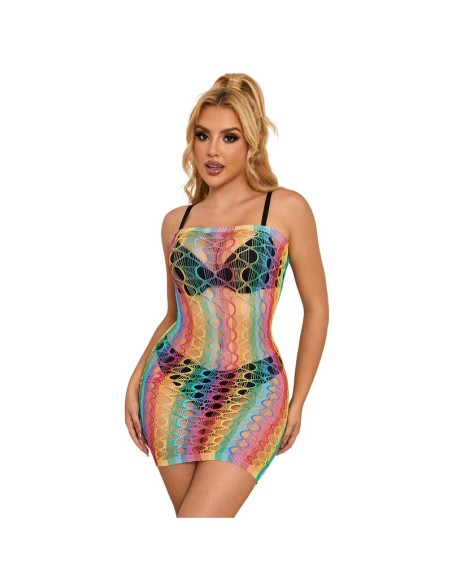 SUBBLIME 952365 BODYSTOCKING DE REJILLA HOMBROS DESCUBIERTOS ARCOIRIS TALLA ANICA