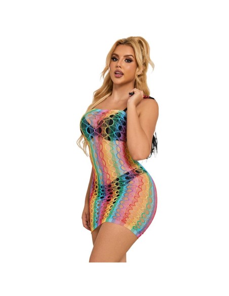 SUBBLIME 952365 BODYSTOCKING DE REJILLA HOMBROS DESCUBIERTOS ARCOIRIS TALLA ANICA